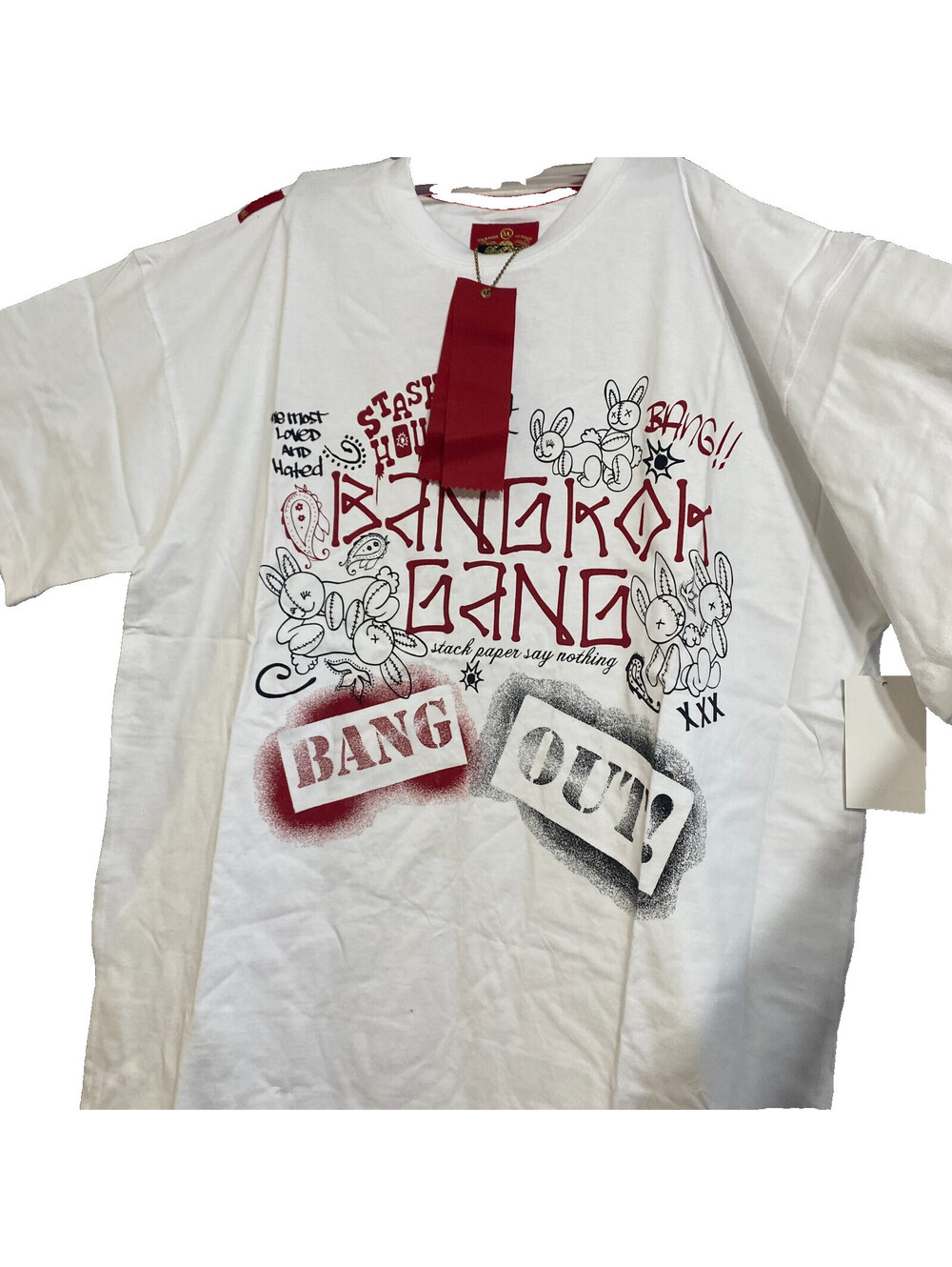 Stash House Bangkok Gang Graphic T-Shirt Men's XL White Y2K Streetwear Deadstock